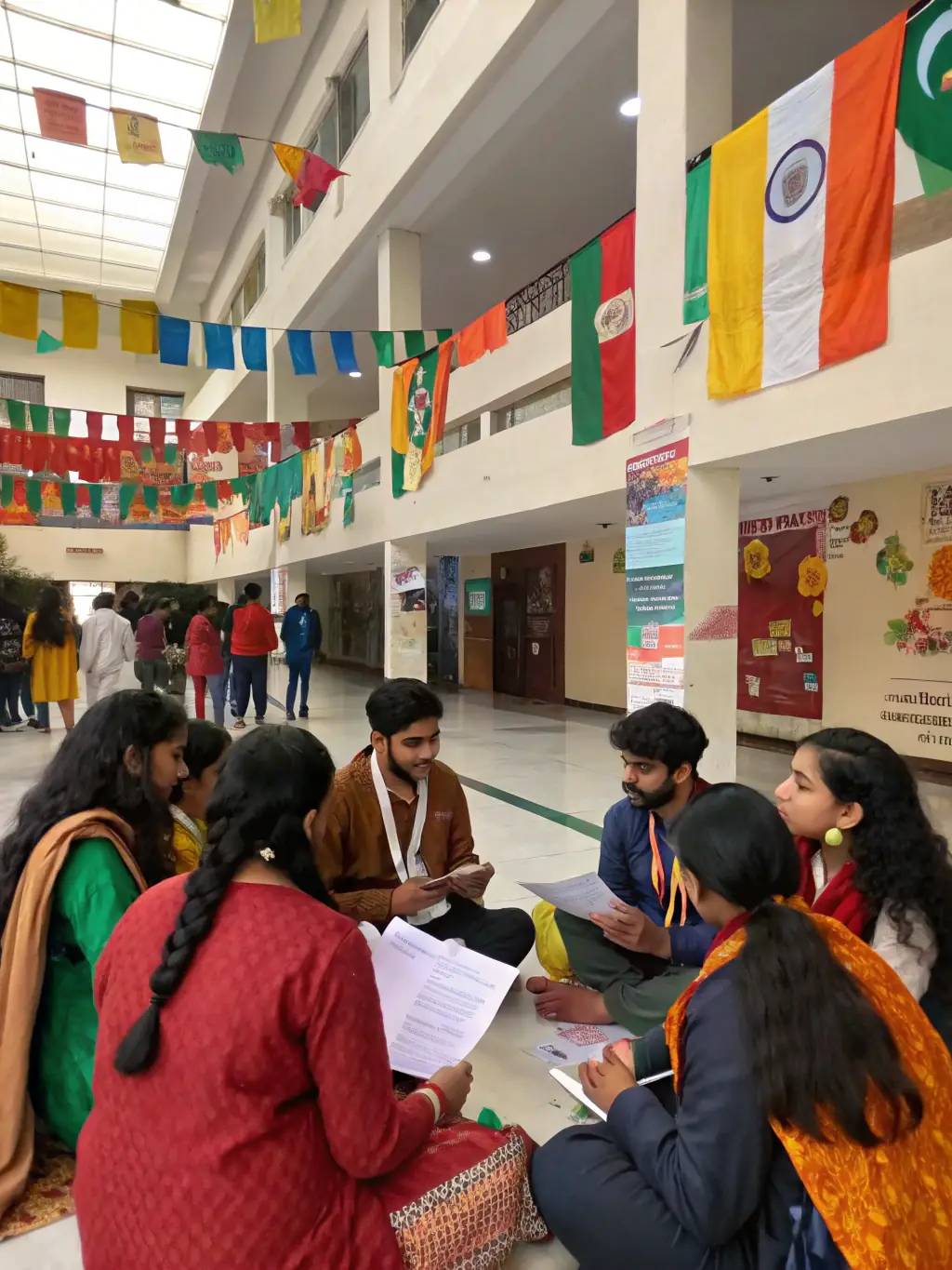A diverse group of young people participating in a cultural exchange event, showcasing the organization's commitment to inclusivity and global awareness.